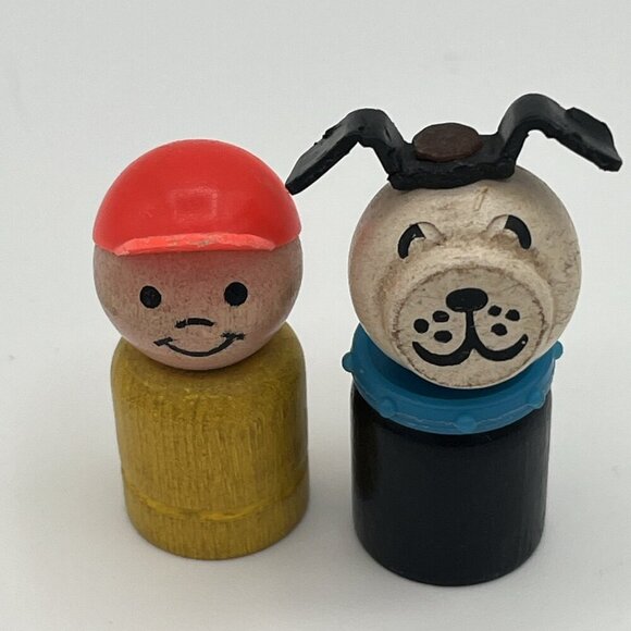 Vintage 1968 Fisher Price Little People Wood Camper 686 Car Wooden Boy & Dog - Picture 9 of 16